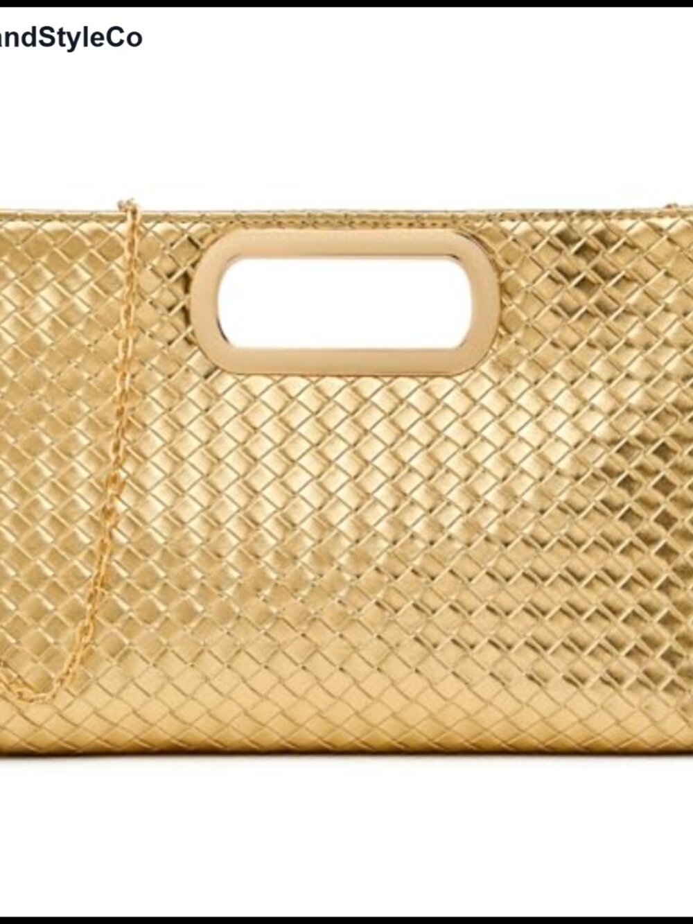 Woven PU Leather Evening Clutch Crossbody Bag Detachable Chain